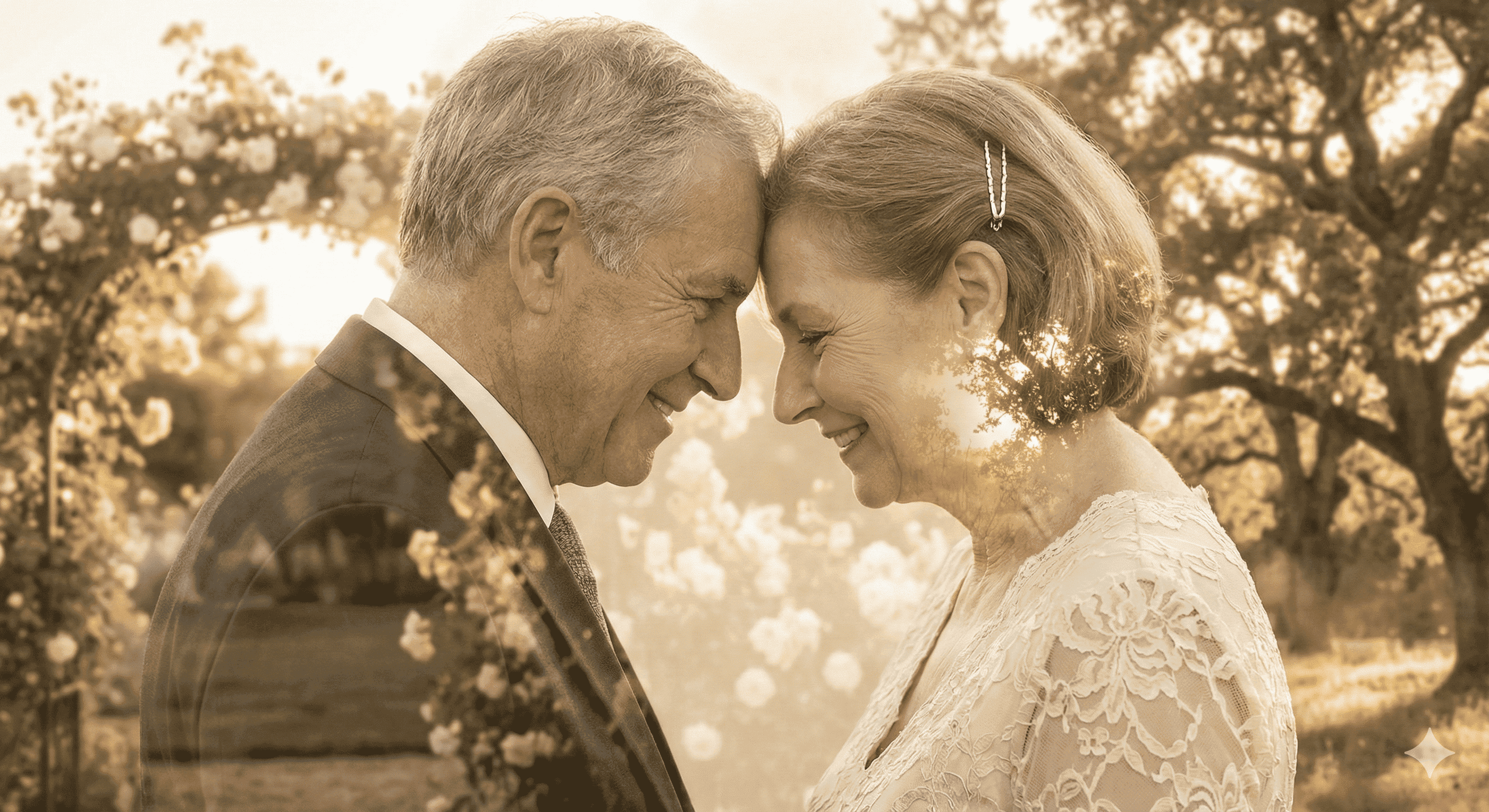 Romantic double exposure wedding portrait